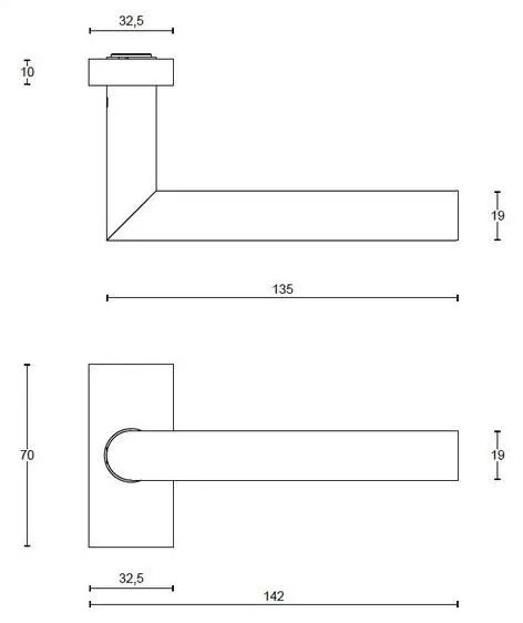 DEURKRUK BASIC LBII19Q32G OP RECHTHOEKIG ROZET MAT ZWART