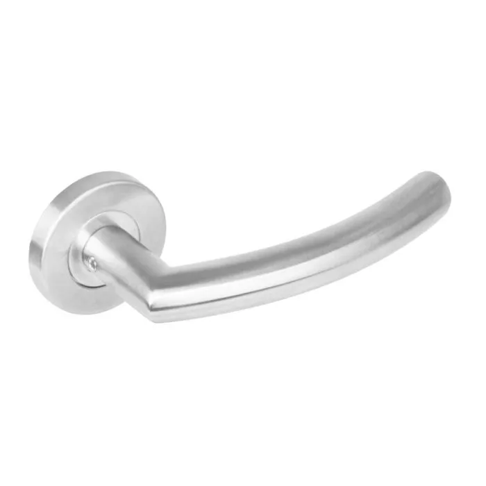 INTERSTEEL Deurkruk 1277 half rond 90°op rond rozet staal met 7mm nok RVS