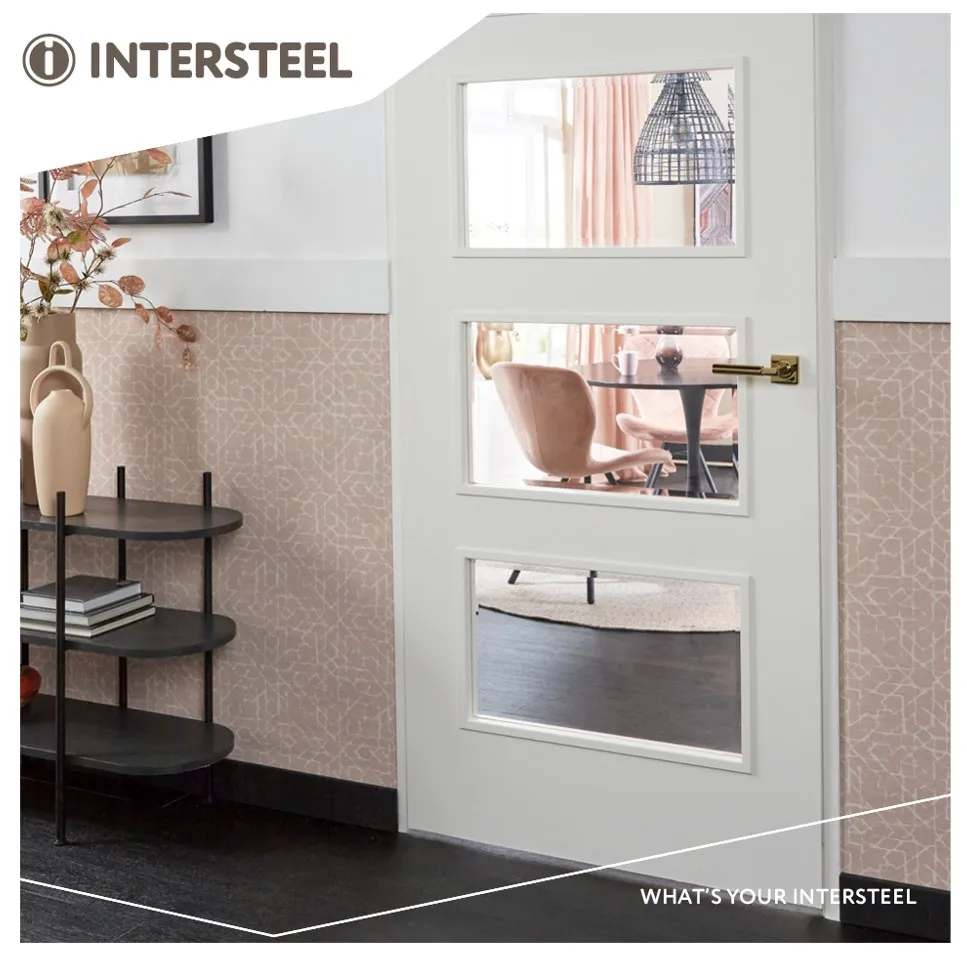 Intersteel Deurkruk Baustil op vierkant rozet PVD messingkleur