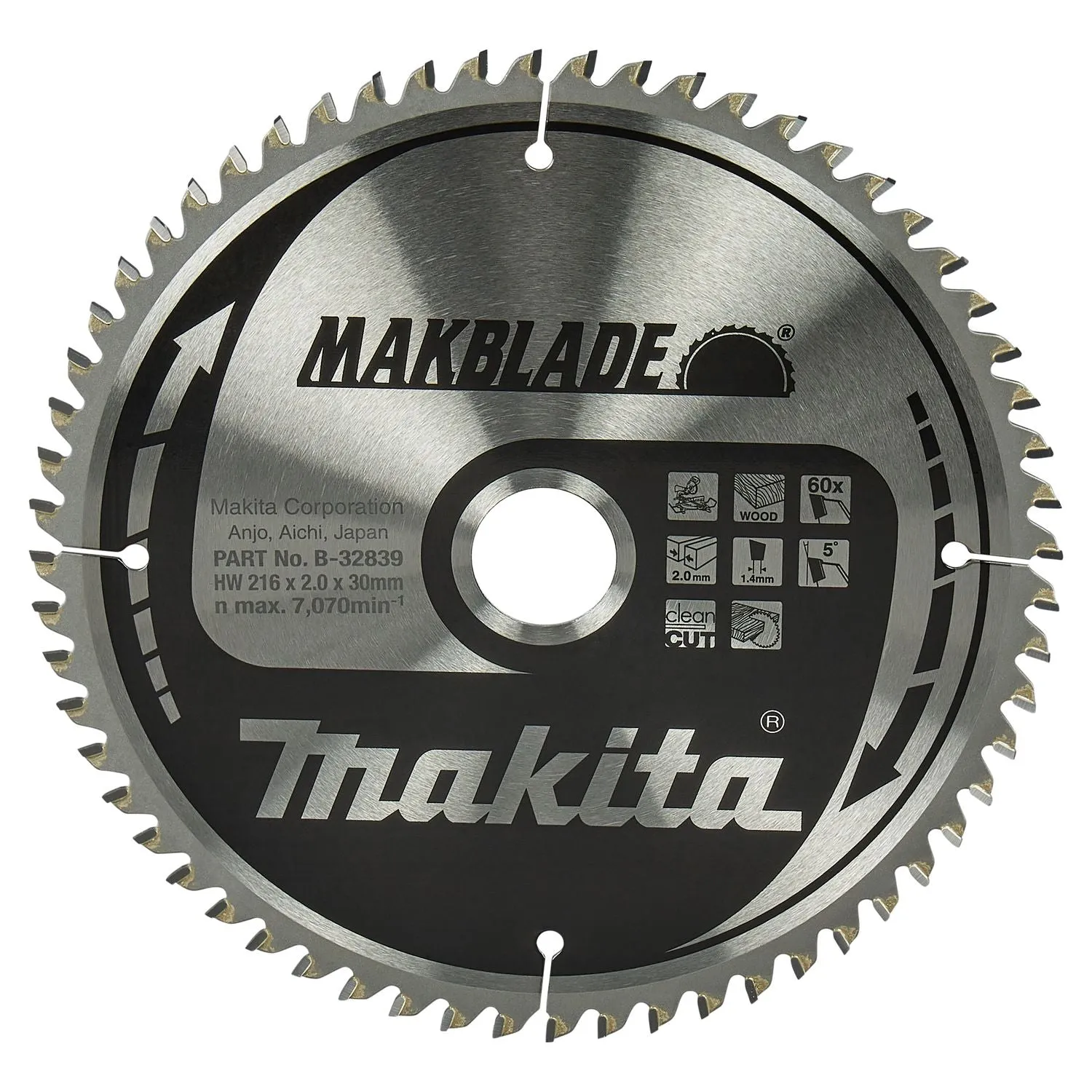 MAKITA AFKORTZAAGBLAD VOOR HOUT | MAKBLADE | Ø 216MM ASGAT 30MM 60T  B32839