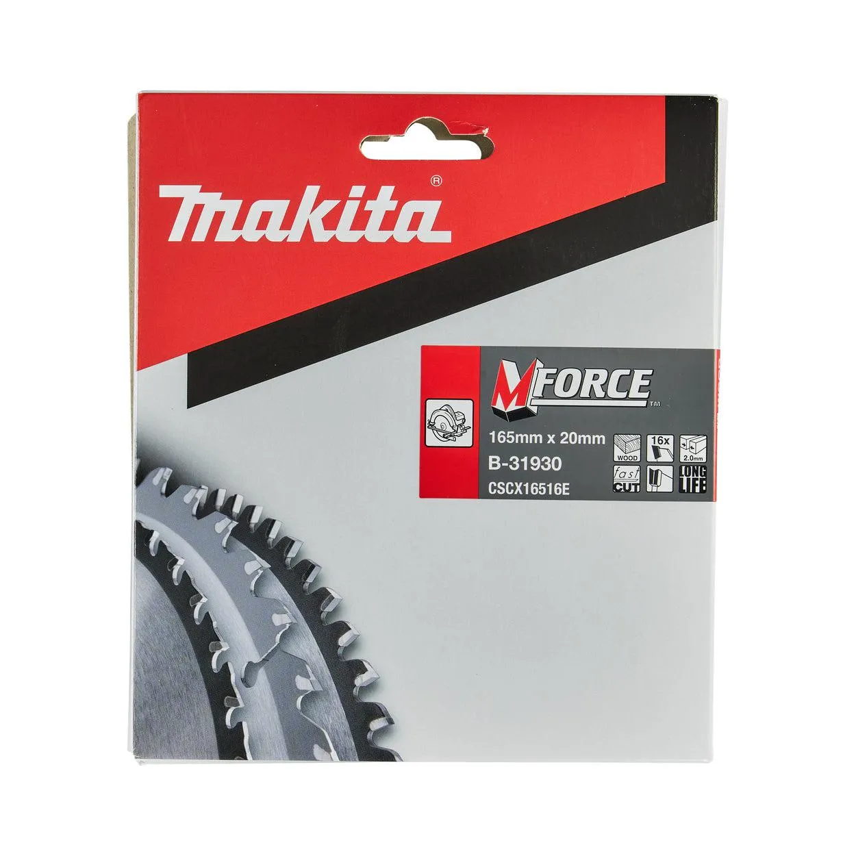 MAKITA CIRKELZAAGBLAD VOOR HOUT | MFORCE | Ø165MM ASGAT 20MM 16T  B31930