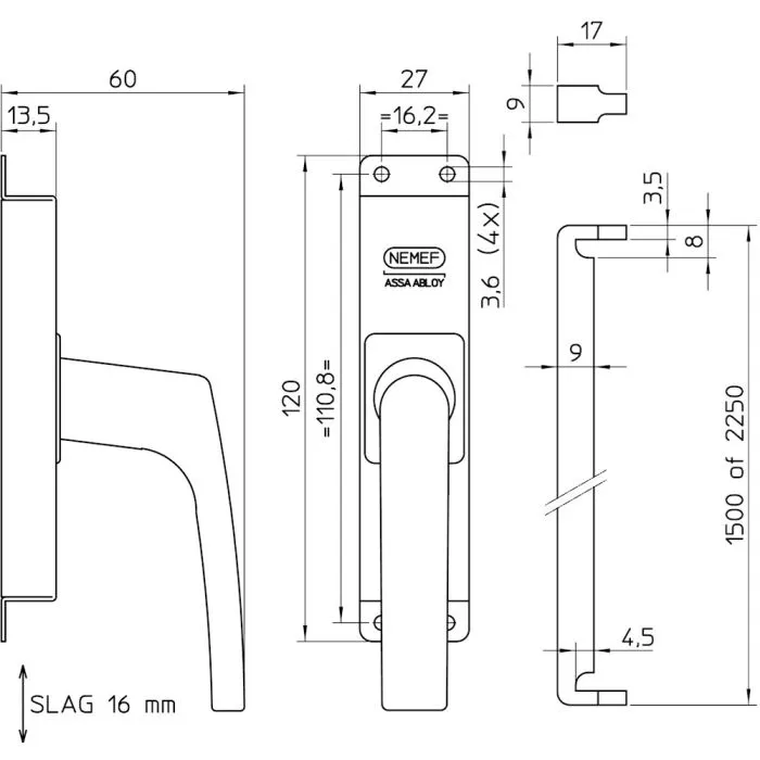 NEMEF STAAF 7150CM VERZINKT STUKSVERPAKKING