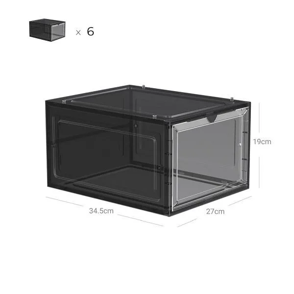 SONGMICS 6 stuks schoenendozen 25,5 x 33 x 17,5 cm zwart, LSP032B06