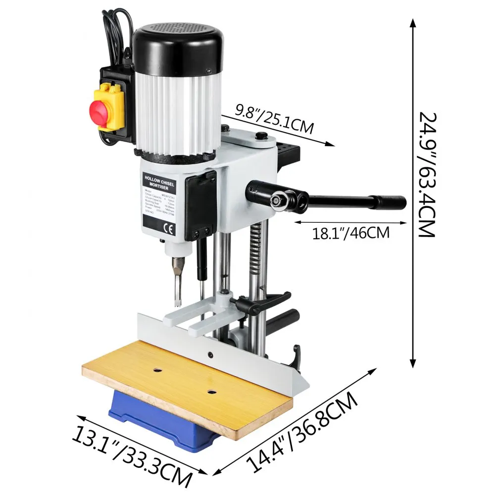 VEVOR Holle Mortiser MS36127A3 Holle Beitel Mortiser 2800 rpm 750W Tafel Mortiser Beitel Boor Set voor Houtbewerking